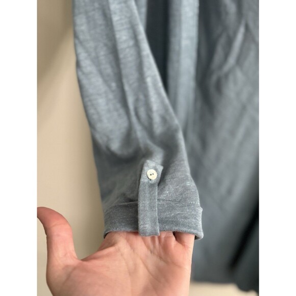 Tahari Womans Hooded Cardigan Sweater Small 100% Linen Long Line Open Front - Picture 3 of 9